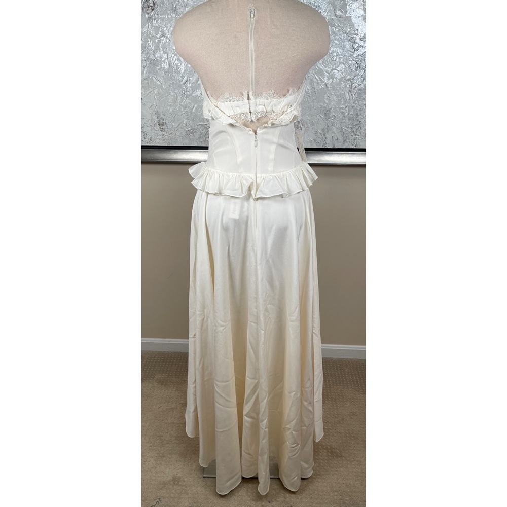 FOR LOVE & LEMONS Harmony Strapless Corset Ruffle Bow White Maxi Dress Size 8 - Picture 7 of 9